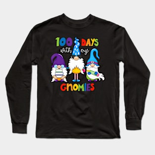 100 Days With My Gnomies 100th Day Of School Boys Girls Long Sleeve T-Shirt